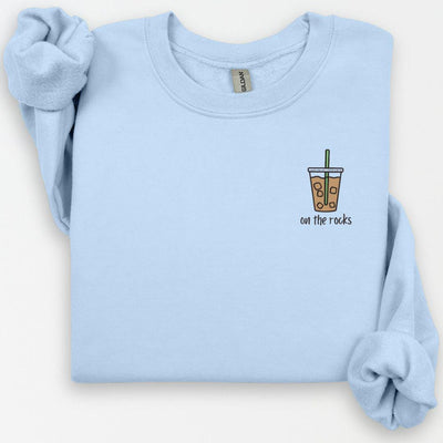 On The Rocks Coffee Sweatshirt, Coffee Shirt, Iced Coffee Crewneck, Latte Lover Crewneck, Coffee Sweatshirt, Gift for Her, Unique Crewneck