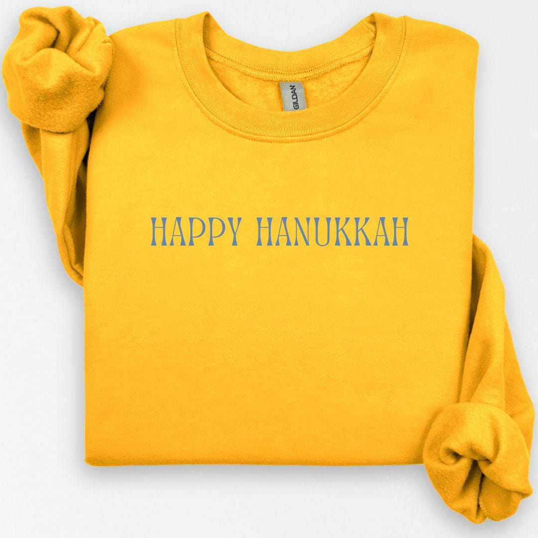 Happy Hanukkah Sweatshirt, Hanukkah Crewneck, Cute Jewish Holiday Sweatshirt, Hanukkah Gift, Jewish Shirt, Unisex Hanukkah Gift for Her Him
