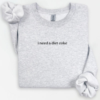 I Need a DIET COKE Sweatshirt, Diet Coke Text Cozy Unisex Crewneck, Funny Soda Lover Gift, Trendy Minimalistic Sweater, Gift for Her, Foodie