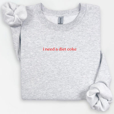 I Need a DIET COKE Sweatshirt, Diet Coke Text Cozy Unisex Crewneck, Funny Soda Lover Gift, Trendy Minimalistic Sweater, Gift for Her, Foodie