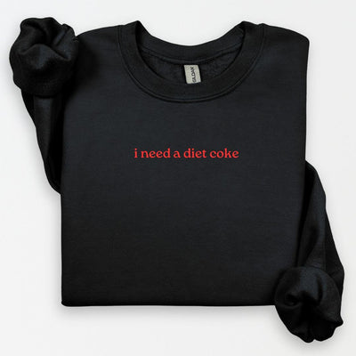 I Need a DIET COKE Sweatshirt, Diet Coke Text Cozy Unisex Crewneck, Funny Soda Lover Gift, Trendy Minimalistic Sweater, Gift for Her, Foodie