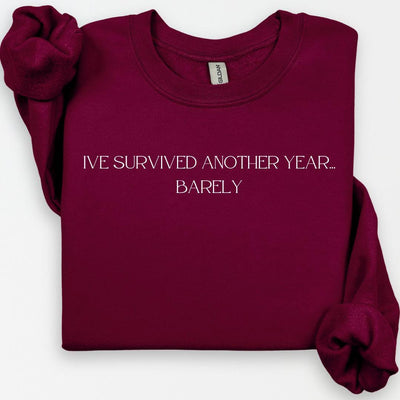 I Survived Another Year Barely Sweatshirt, New Years 2025, NYE Shirt, Festive Party Shirts For Women, Cute Crewneck, Funny Happy NYE Shirt
