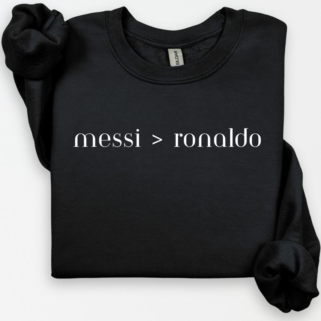 Messi Ronaldo Hoodie, Argentina Football "Soccer" #10, Funny Soccer Hoodie, Game Day, Soccer Fan Sweater, GOAT Soccer, Gift for Son, Boy Tee