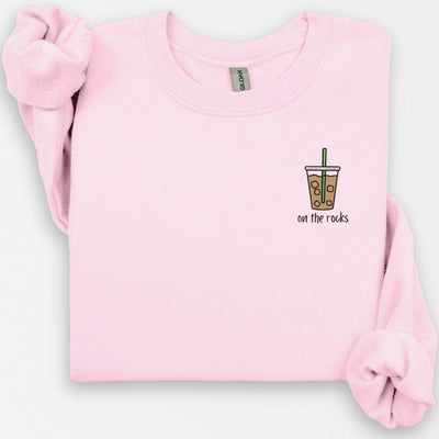 On The Rocks Coffee Sweatshirt, Coffee Shirt, Iced Coffee Crewneck, Latte Lover Crewneck, Coffee Sweatshirt, Gift for Her, Unique Crewneck