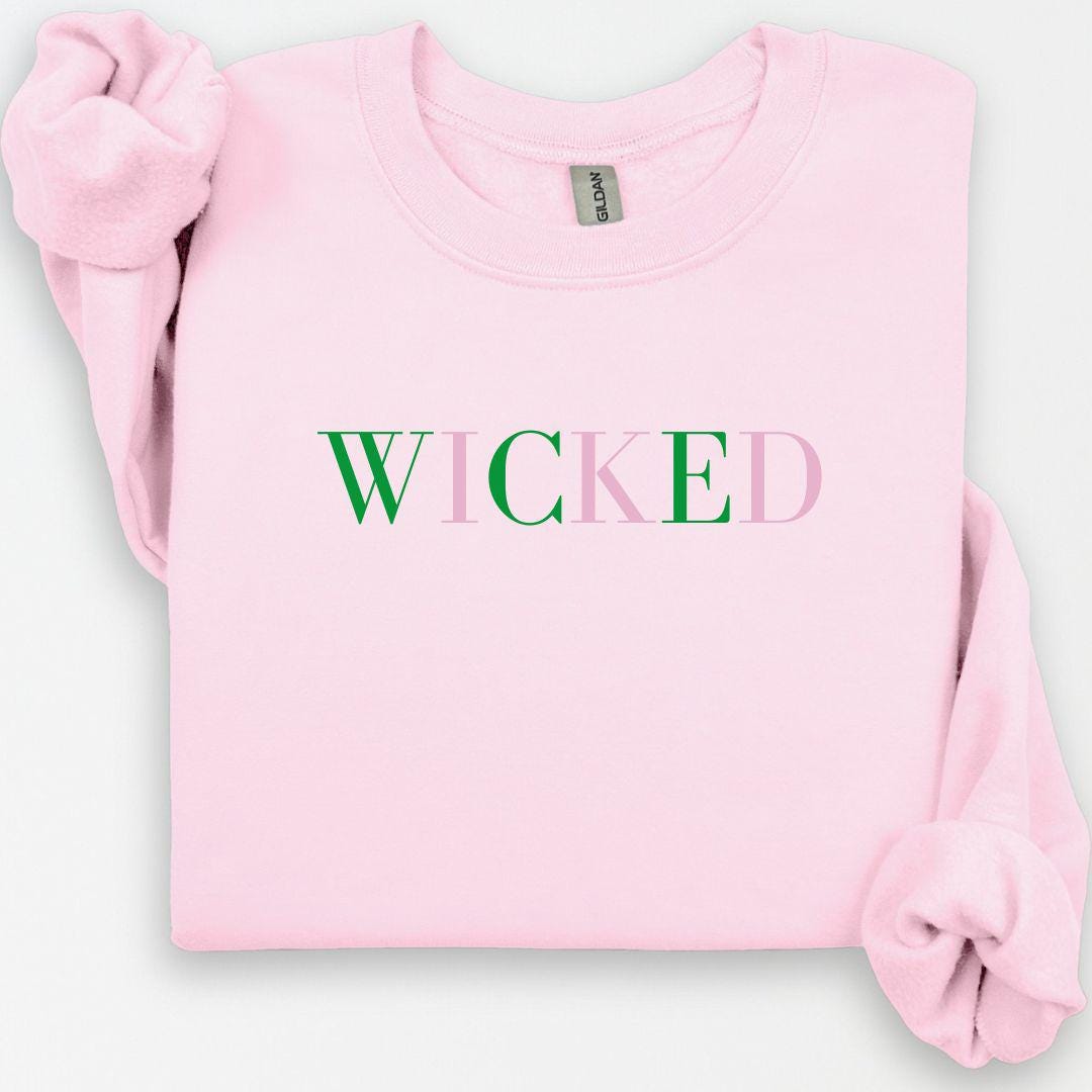 Wicked Sweatshirt, Wicked Crewneck, Glinda Sweater, Broadway Sweatshirt, Gift for Her, Glinda Elphaba Wizard of Oz Crewneck, Wicked Movie