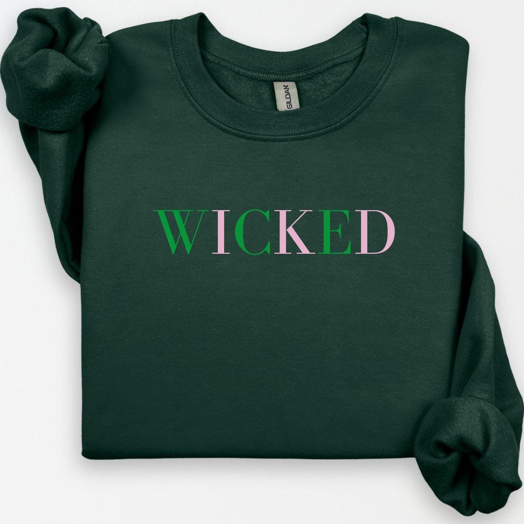 Wicked Sweatshirt, Wicked Crewneck, Glinda Sweater, Broadway Sweatshirt, Gift for Her, Glinda Elphaba Wizard of Oz Crewneck, Wicked Movie