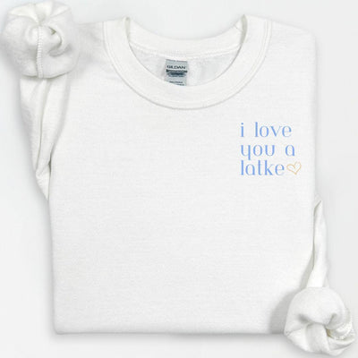 Love You A Latke Hanukkah Sweatshirt, Hanukkah Crewneck, Cute Jewish Holiday Sweatshirt, Hanukkah Gift, Jewish Shirt, Funny Food Apparel