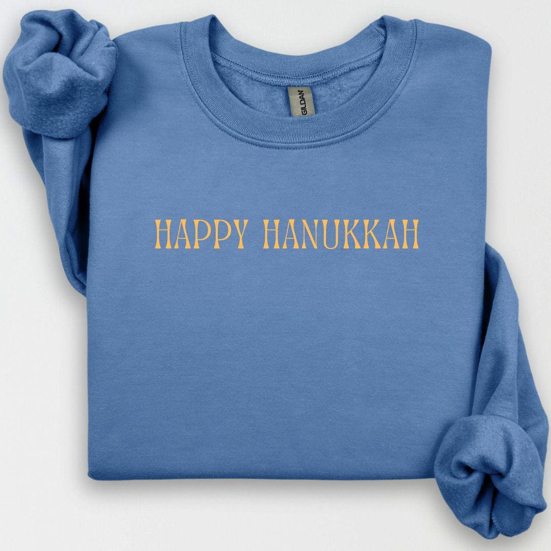 Happy Hanukkah Sweatshirt, Hanukkah Crewneck, Cute Jewish Holiday Sweatshirt, Hanukkah Gift, Jewish Shirt, Unisex Hanukkah Gift for Her Him