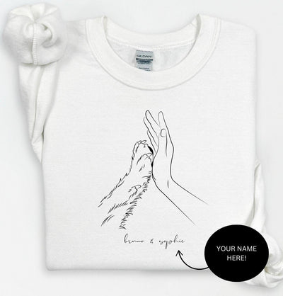 Personalized Human Hand and Paw Shirt, Dog Paw Animal Lover Shirt, Gift For Dog Lover, Pet Loss Gift, Custom Dog Shirt, Dog Lover Shirt