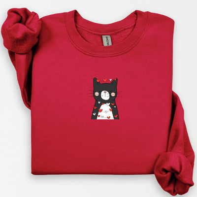Valentine Black Cat Sweatshirt, Cat Love Shirts, Kitten Valentine Shirt, Cat Lover Gift, Cat Mom Sweater, Cat Mom Gift, Heart Cat Hoodie
