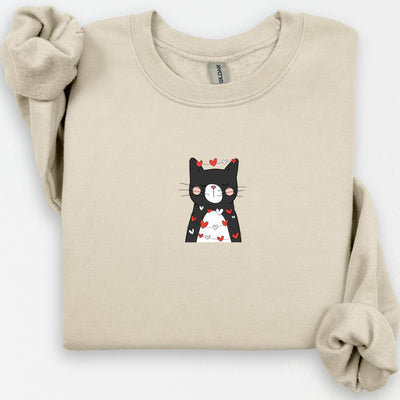 Valentine Black Cat Sweatshirt, Cat Love Shirts, Kitten Valentine Shirt, Cat Lover Gift, Cat Mom Sweater, Cat Mom Gift, Heart Cat Hoodie