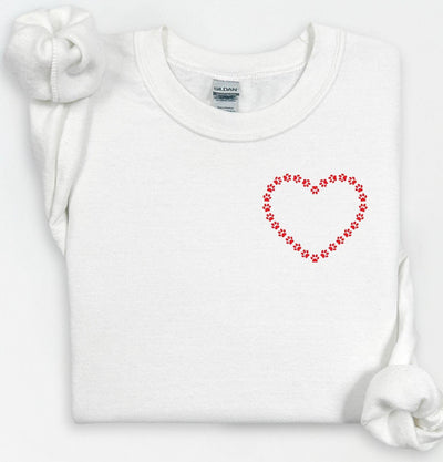 Cat Paw Heart Crewneck, Cat Lover Shirt, Cat Mom Valentine Shirt, Cat Shirt Valentine Crewneck, Valentine Shirt, Gift for Cat Lover, Cat Mom