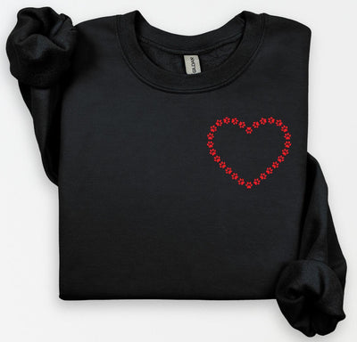Cat Paw Heart Crewneck, Cat Lover Shirt, Cat Mom Valentine Shirt, Cat Shirt Valentine Crewneck, Valentine Shirt, Gift for Cat Lover, Cat Mom