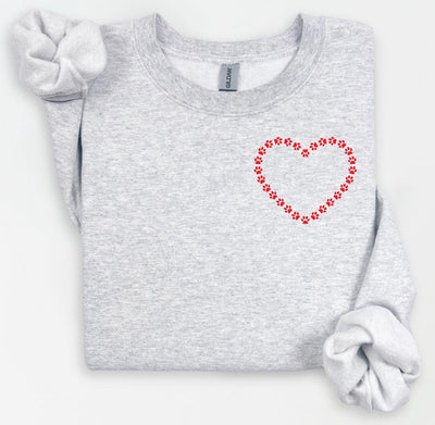 Cat Paw Heart Crewneck, Cat Lover Shirt, Cat Mom Valentine Shirt, Cat Shirt Valentine Crewneck, Valentine Shirt, Gift for Cat Lover, Cat Mom