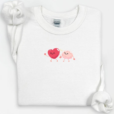Heart & Brain Sweatshirt, Cute Sweatshirt, Thinking With My Heart, Gift for Her, Mental Health Crewneck, Emotional Intelligence, Social Work