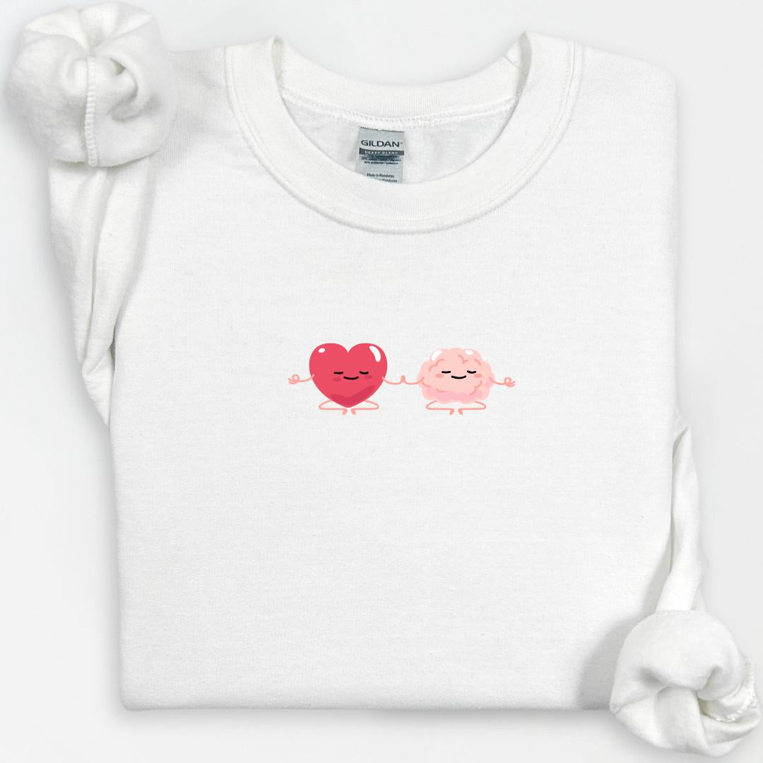 Heart & Brain Sweatshirt, Cute Sweatshirt, Thinking With My Heart, Gift for Her, Mental Health Crewneck, Emotional Intelligence, Social Work