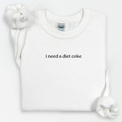 I Need a DIET COKE Sweatshirt, Diet Coke Text Cozy Unisex Crewneck, Funny Soda Lover Gift, Trendy Minimalistic Sweater, Gift for Her, Foodie