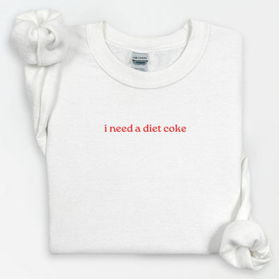 I Need a DIET COKE Sweatshirt, Diet Coke Text Cozy Unisex Crewneck, Funny Soda Lover Gift, Trendy Minimalistic Sweater, Gift for Her, Foodie