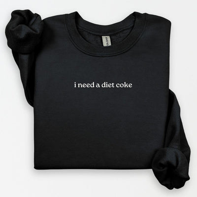 I Need a DIET COKE Sweatshirt, Diet Coke Text Cozy Unisex Crewneck, Funny Soda Lover Gift, Trendy Minimalistic Sweater, Gift for Her, Foodie