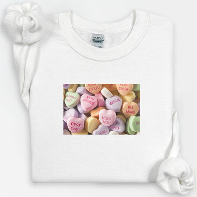 Conversation Hearts Sweatshirt, Cute Valentines Shirt, Be Mine Sweatshirt, Valentines Day, I Love You Shirt, Heart Candy Shirt, V-day Shirt