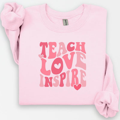 Teach Love Inspire Teacher Sweatshirt, Inspirational Teacher Shirt, Teacher Appreciation, Valentines Day Shirt, Educator Gift, Teacher Shirt