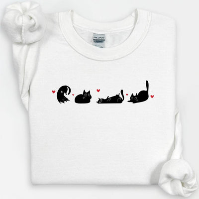 Valentine's Black Cat Sweatshirt, Cute Cat Lover Gift, Black Cat Love Shirts, Kitten Valentine Shirt, Cat Mom Sweater, Perfect for Cat Mom