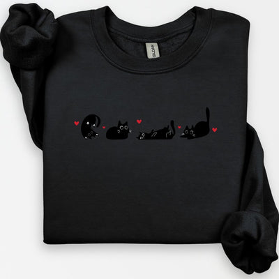 Valentine's Black Cat Sweatshirt, Cute Cat Lover Gift, Black Cat Love Shirts, Kitten Valentine Shirt, Cat Mom Sweater, Perfect for Cat Mom
