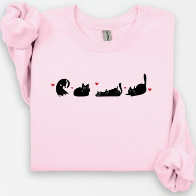 Valentine's Black Cat Sweatshirt, Cute Cat Lover Gift, Black Cat Love Shirts, Kitten Valentine Shirt, Cat Mom Sweater, Perfect for Cat Mom