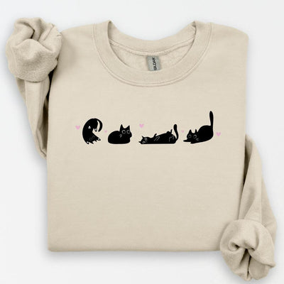 Valentine's Black Cat Sweatshirt, Cute Cat Lover Gift, Black Cat Love Shirts, Kitten Valentine Shirt, Cat Mom Sweater, Perfect for Cat Mom