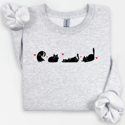 Valentine's Black Cat Sweatshirt, Cute Cat Lover Gift, Black Cat Love Shirts, Kitten Valentine Shirt, Cat Mom Sweater, Perfect for Cat Mom