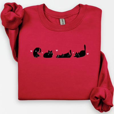 Valentine's Black Cat Sweatshirt, Cute Cat Lover Gift, Black Cat Love Shirts, Kitten Valentine Shirt, Cat Mom Sweater, Perfect for Cat Mom