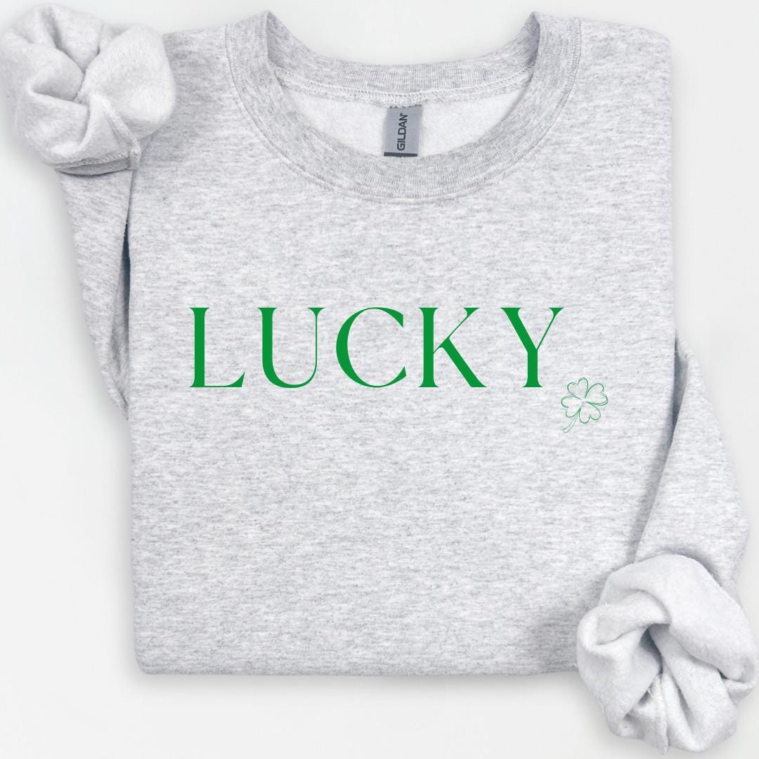Lucky St. Patrick's Day Crewneck, Lucky Crewneck for Women, Shamrock Sweatshirt, Lucky Shamrock Sweatshirt, Irish Sweatshirt, St Pattys