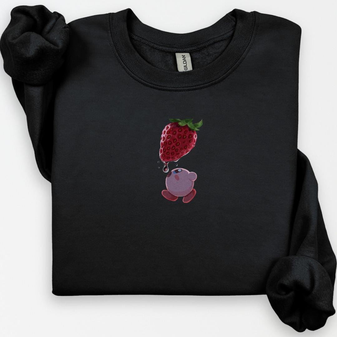 Kawaii Strawberry Sweatshirt, Anime Inspired, Retro Video Game Sweater, Cute Japanese Streetwear, Anime Gifts, Foodie Gift, Cute Crewneck