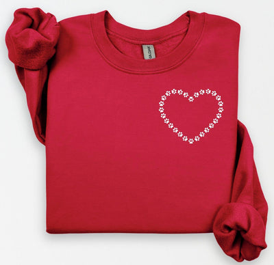 Cat Paw Heart Crewneck, Cat Lover Shirt, Cat Mom Valentine Shirt, Cat Shirt Valentine Crewneck, Valentine Shirt, Gift for Cat Lover, Cat Mom