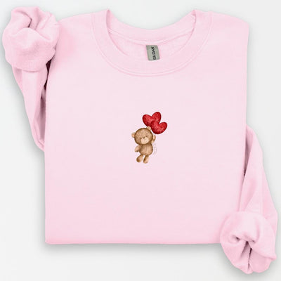 Teddy Bear Heart Balloon Crewneck, Valentines Day Shirt, Gift for Her, Galentines Day, Teddy Bear Shirt, Cute & Cozy Crewneck, Vday Gift