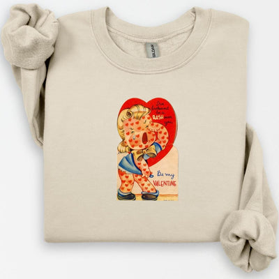 Vintage Valentines Day Sweatshirt, "I've Broken Out in a Rash" Retro Love, Funny Quote, Unique Gift Idea, Be Mine, Valentines Day Crewneck