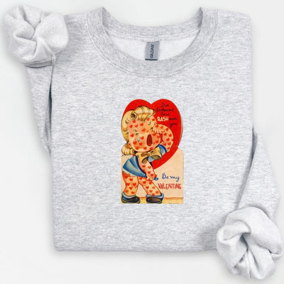 Vintage Valentines Day Sweatshirt, "I've Broken Out in a Rash" Retro Love, Funny Quote, Unique Gift Idea, Be Mine, Valentines Day Crewneck