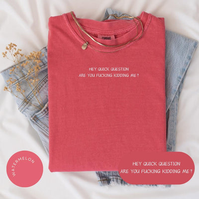 Hey Quick Question Are You Kidding Me Comfort Colors® Shirt, Cheeky Shirt, Funny Sayings Shirt, Funny Women Shirts, Gift for Her, Y2K Tee