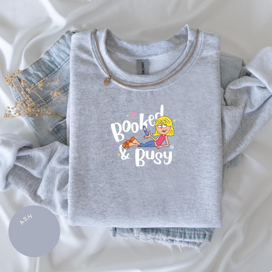 Booked and Busy Crewneck, Lizzie McGuire Sweatshirt, Vintage Y2K Shirt, 90s Nostalgia Gift, Womens Retro Graphic Tee, Gift for Her, TV Merch