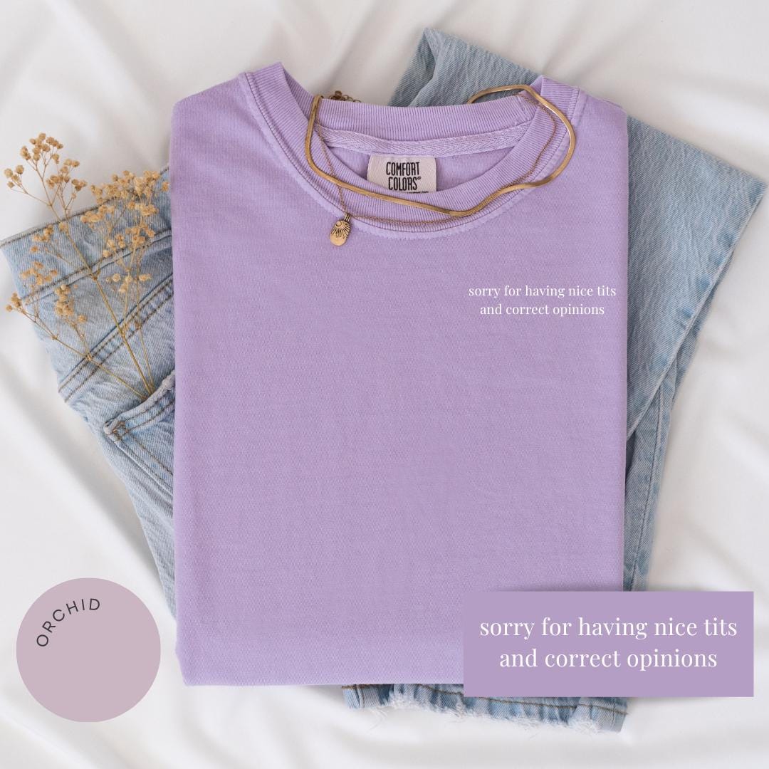 Sorry for Nice Tits & Correct Opinions Comfort Colors® Shirt, Funny Feminist Tee, Feminism Shirt, Breakup Gift, Gift for Her, Y2K Humor Tee