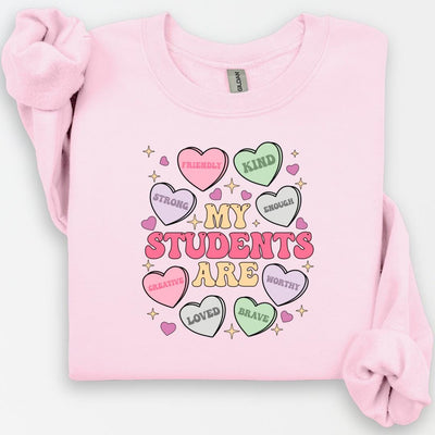My Students Are My Valentines Crewneck, Valentines Day Shirt, Teacher Gift, Teacher Hearts Valentine's Day Sweatshirt, Love Teacher Sweater
