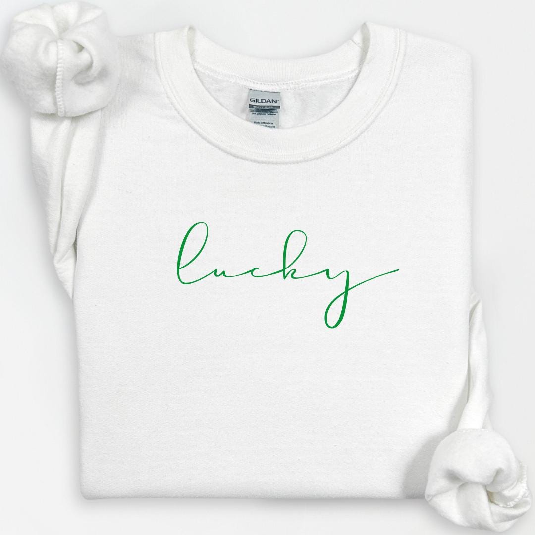 Lucky Script St. Patrick's Day Crewneck, Lucky Crewneck for Women, Shamrock Sweatshirt, Lucky Irish Crewneck, Irish Sweatshirt, St Pattys