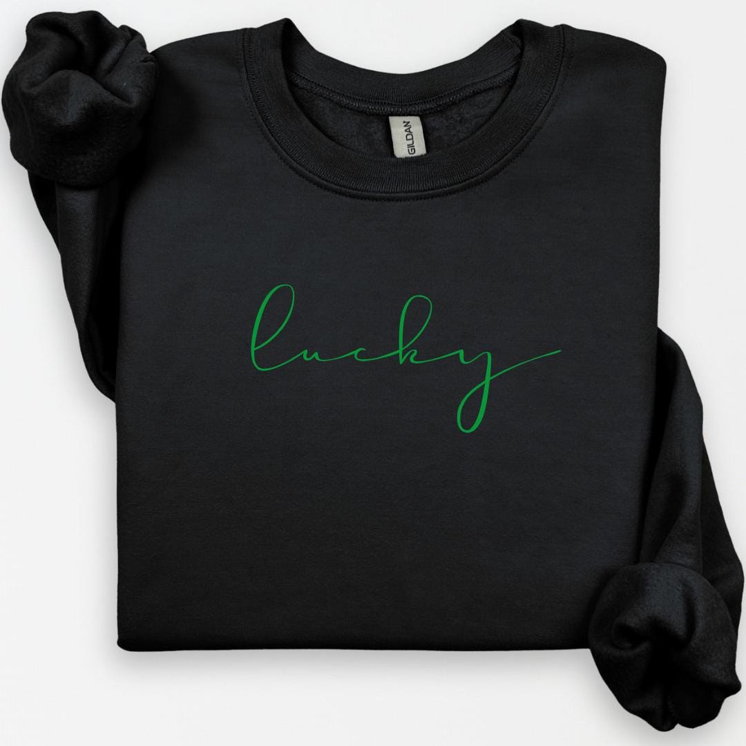 Lucky Script St. Patrick's Day Crewneck, Lucky Crewneck for Women, Shamrock Sweatshirt, Lucky Irish Crewneck, Irish Sweatshirt, St Pattys