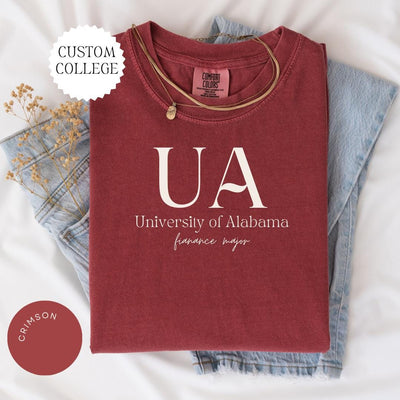 CUSTOM COLLEGE Comfort Colors® Shirt, College Alumni Hoodie, College University High School Crewneck, Graduation Gift Friend, Sorority Shirt