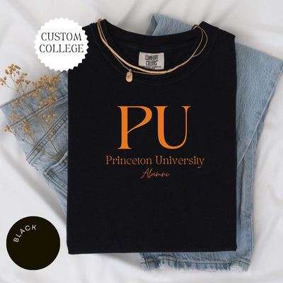 CUSTOM COLLEGE Comfort Colors® Shirt, College Alumni Hoodie, College University High School Crewneck, Graduation Gift Friend, Sorority Shirt
