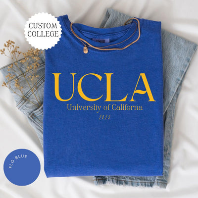 CUSTOM COLLEGE Comfort Colors® Shirt, College Alumni Hoodie, College University High School Crewneck, Graduation Gift Friend, Sorority Shirt