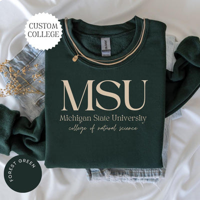 CUSTOM COLLEGE Crewneck, College Alumni Hoodie, College University High School Crewneck, Graduation Gift Friend, Sorority Shirt