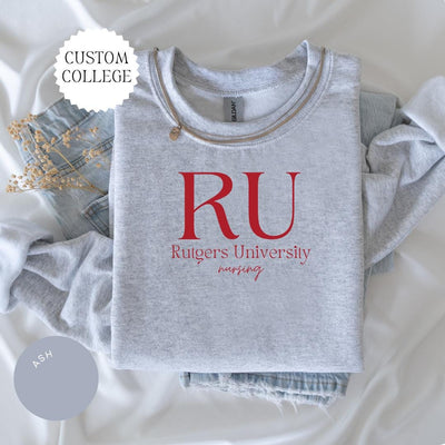 CUSTOM COLLEGE Crewneck, College Alumni Hoodie, College University High School Crewneck, Graduation Gift Friend, Sorority Shirt