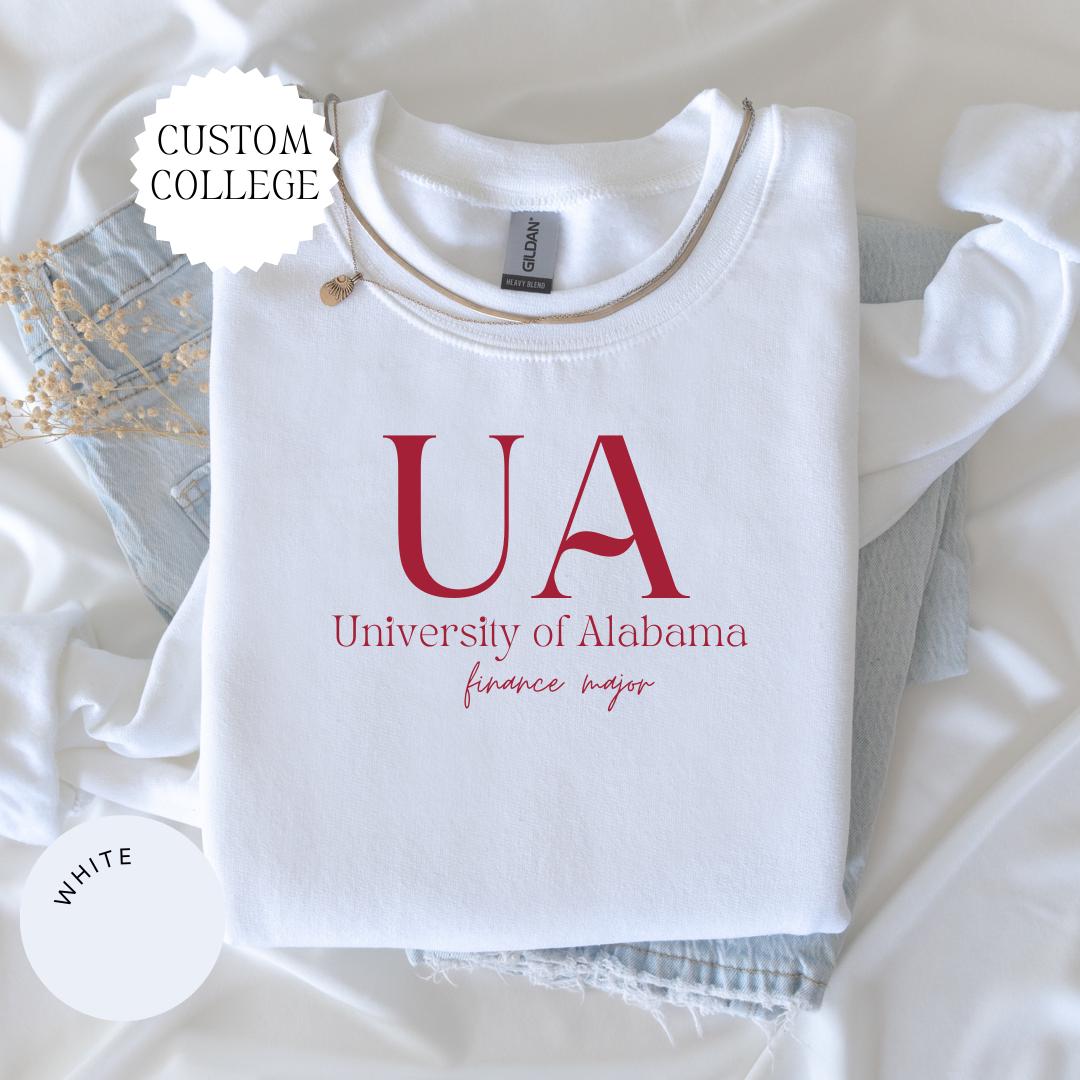CUSTOM COLLEGE Crewneck, College Alumni Hoodie, College University High School Crewneck, Graduation Gift Friend, Sorority Shirt