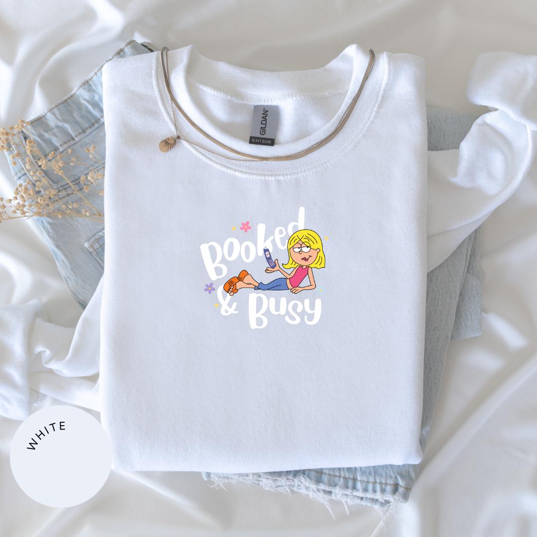 Booked and Busy Crewneck, Lizzie McGuire Sweatshirt, Vintage Y2K Shirt, 90s Nostalgia Gift, Womens Retro Graphic Tee, Gift for Her, TV Merch